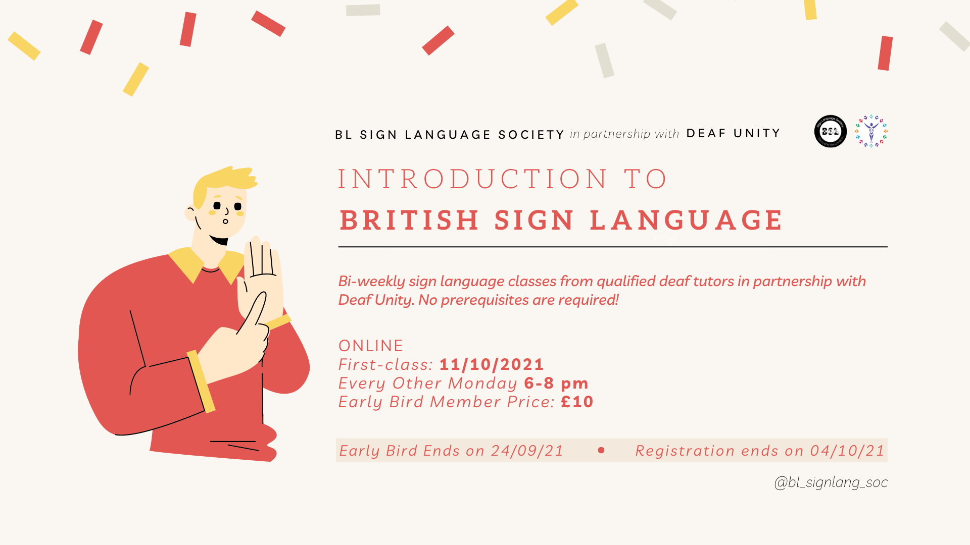 Photo of Flagship Event of BL Sign Language Society called Introduction to British Sign Language