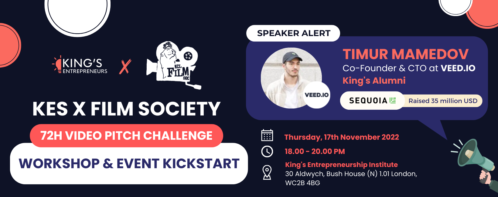 Entrepreneurship in Creative Industries: KES x FilmSoc Workshop + 72h Challenge Kickstart